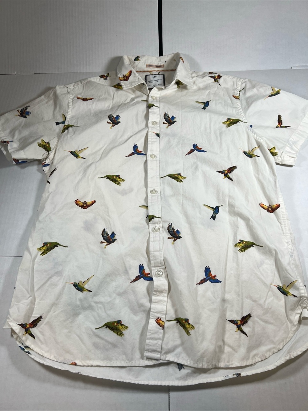 Ricky Singh Short-Sleeve Button-Down Shirt with Colorful Bird Print
